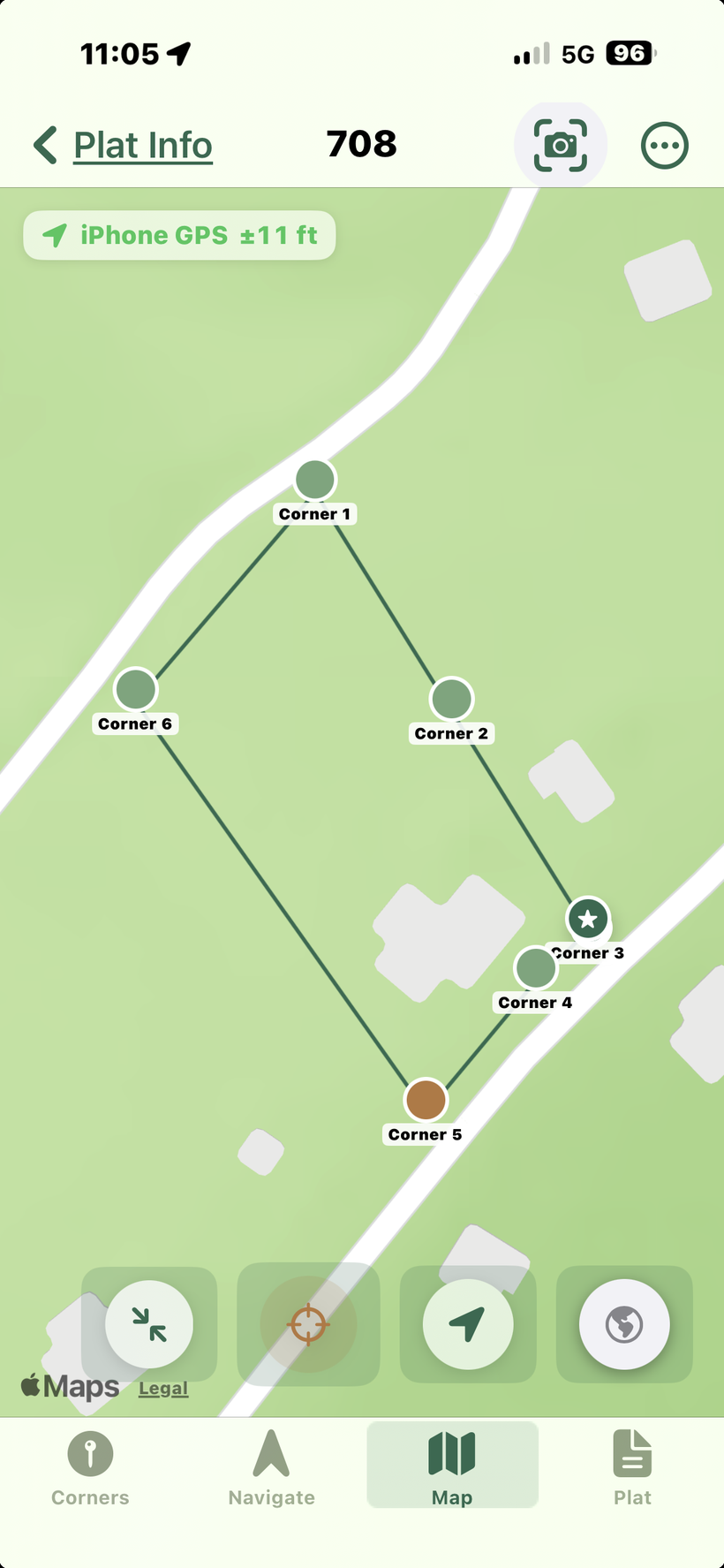 Map tab showing plat boundary on standard map